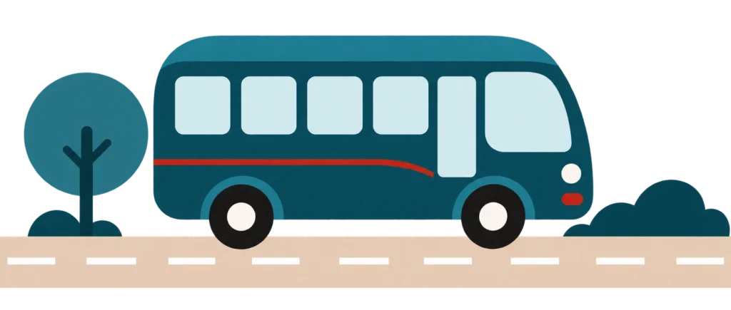 A Chatham Transit bus on a country road, with a tree and grass verge.